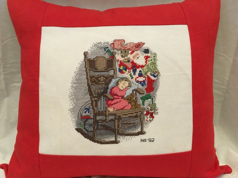 CHRISTMAS Finished Needlepoint Pillow Vintage Holiday Etsy