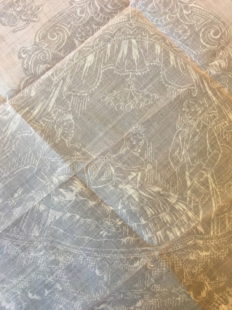 Wedding Gift FREE SHIPPING Vintage Pink Handkerchief Hankie 1800s Scene Bride Parents Bridal Gown Shower Silhouette Hankies Anniversary