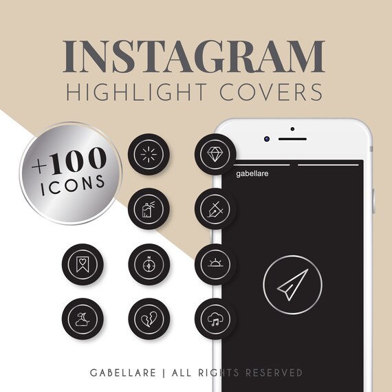 Black and Silver Instagram Highlight Icons | Etsy