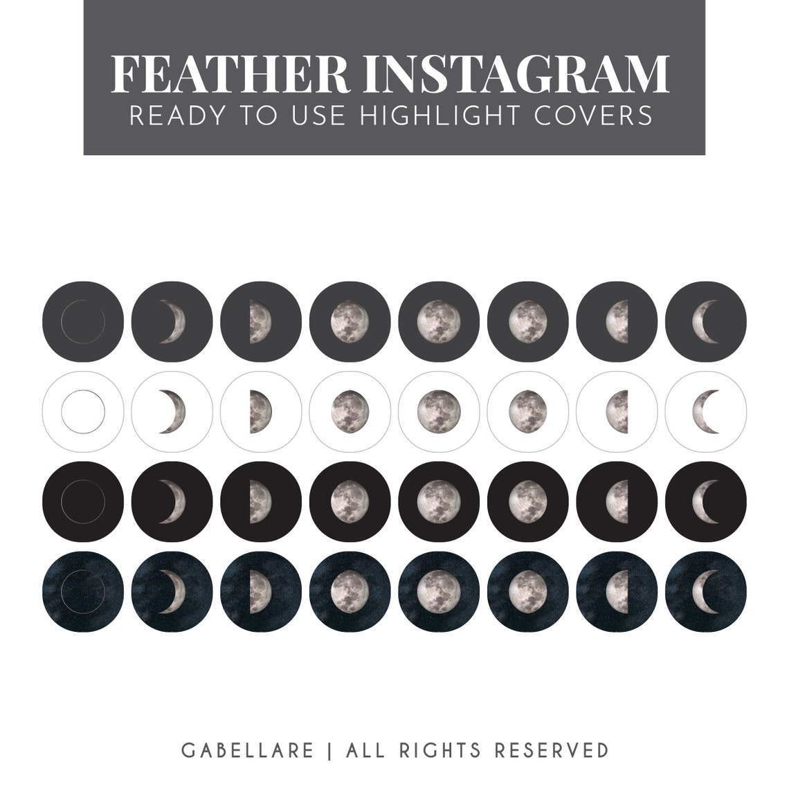 Moon Icons for Instagram Story Cover | Etsy