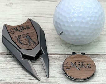 Personalized Golf Gift Set for Men, Engraved Divot Tool & Ball Marker, Custom Golf Accessories, Groomsmen Gift, Father’s Day Gift