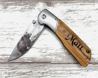 Personalized Knife, Groomsmen gifts,  Custom Wood Knife, Gifts for Men, Father's Day gift, Engraved Knives, Groomsman gifts,  Gifts for him.