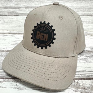 Custom Baseball Cap with Engraved leatherette patch, Personalized snap back Baseball hat, Groomsmen Gift, Corporate Branded Cap.
