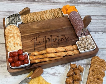 Charcuterie Board Personalized, Personalized Cutting Board, Engraved Personalized Cheese board, Wedding gift, Charcuterie board with utensil