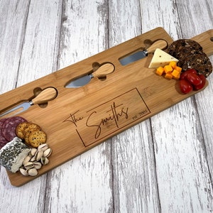 Charcuterie Board Personalized, Personalized Cutting Board, Engraved Personalized Cheese board, Wedding gift, Charcuterie board with utensil