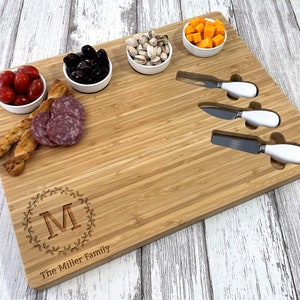 Charcuterie Board Personalized, Personalized Cutting Board, Engraved Personalized Cheese board, Wedding gift, Charcuterie board with utensil