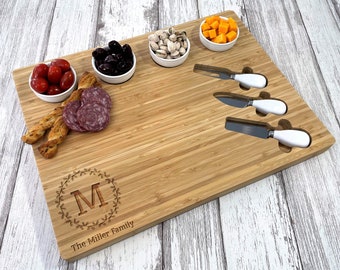 Charcuterie Board Personalized, Personalized Cutting Board, Engraved Personalized Cheese board, Wedding gift, Charcuterie board with utensil