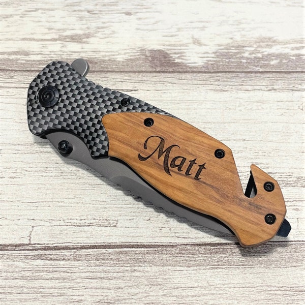 Personalized Knife, Groomsmen gifts,  Custom Wood Knife, Gifts for Men, Father's Day gift, Engraved Knives, Groomsman gifts,  Gifts for him.