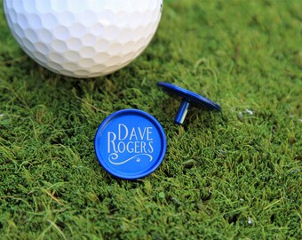 Marcadores de pelotas de golf personalizados, juego de 4, marcadores de pelotas de aluminio grabados personalizados, regalo de golf para él, regalo para padrinos de boda, livianos y duraderos.