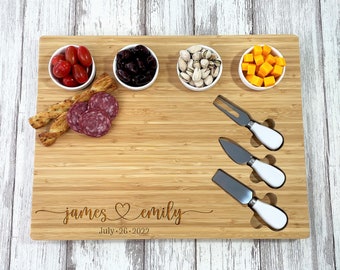 Charcuterie Board Personalized, Personalized Cutting Board, Engraved Personalized Cheese board, Wedding gift, Charcuterie board with utensil