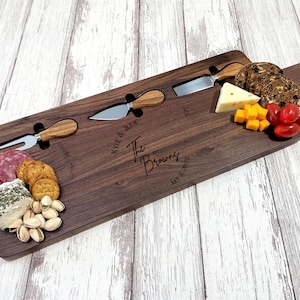 Charcuterie Board Personalized, Personalized Cutting Board, Engraved Personalized Cheese board, Wedding gift, Charcuterie board with utensil