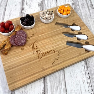 Charcuterie Board Personalized, Personalized Cutting Board, Engraved Personalized Cheese board, Wedding gift, Charcuterie board with utensil