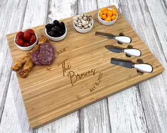 Charcuterie Board Personalized, Personalized Cutting Board, Engraved Personalized Cheese board, Wedding gift, Charcuterie board with utensil