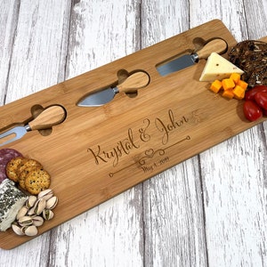 Charcuterie Board Personalized, Personalized Cutting Board, Engraved Personalized Cheese board, Wedding gift, Charcuterie board with utensil