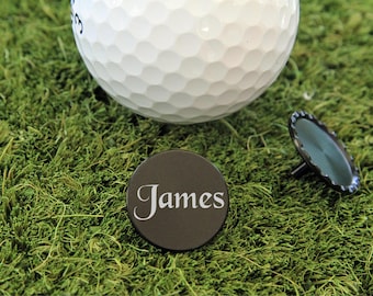 Marcadores de pelotas de golf personalizados, juego de 6, marcadores de pelotas de aluminio grabados personalizados, regalo de golf para él, regalo para padrinos de boda, livianos y duraderos.