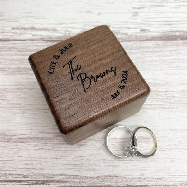 Custom Wedding Ring Box, Wood Ring Box, Engagement Ring Box, Ring Bearer Ring Box, Proposal, Engraved Ring Box, Personalized Ring Box