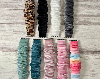 Scrunchie band compatible with apple watch, Scrunchie watch band for your apple watch, Apple watch scrunchie band, Velvet scrunchie bands.