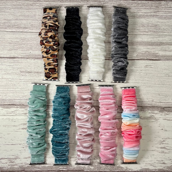 Scrunchie band compatible with apple watch, Scrunchie watch band for your apple watch, Apple watch scrunchie band, Velvet scrunchie bands.