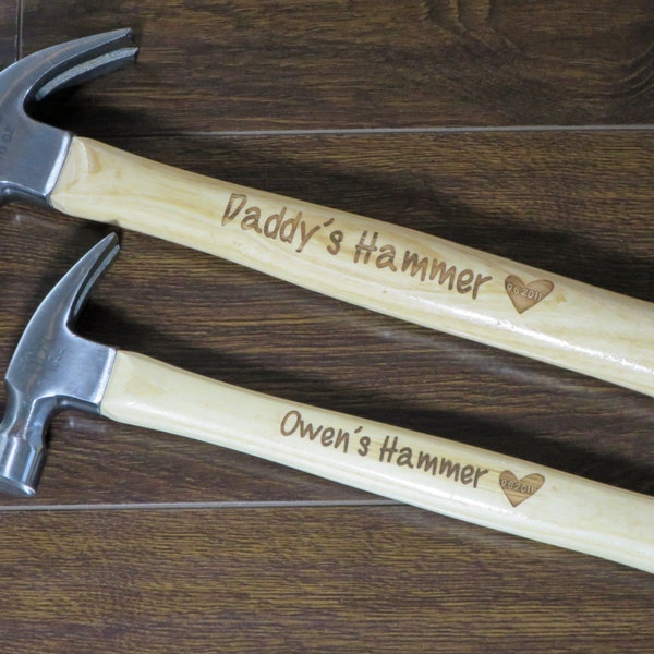 Personalizzato martello, martello di legno su ordinazione, martello incisa, festa del papà, regali per lui, regalo per papà, padre figlio martello, regalo per il nonno.