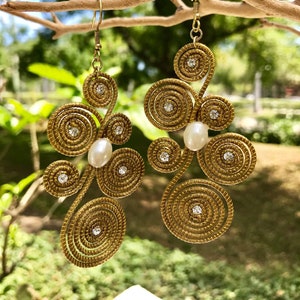 Golden Grass Vintage Eco-Friendly con Swarovski Crystal y Pearl