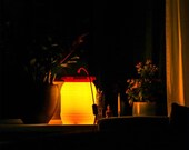 Industrial Container Lamp - Beef Stock Barrel - Kitchen Vat - Small Tun - Upcycled Jerry Can - Plastic Lamp - Red Yellow Orange