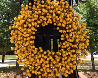 Golden Yellow Big Berry Wreath - 22"