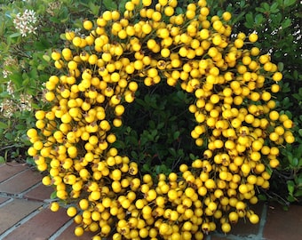 Golden Yellow Big Berry Wreath - 24"