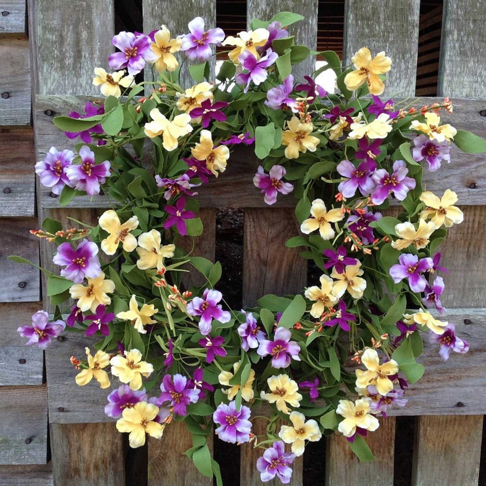 Fresh Picked Pansies Wreath Etsy