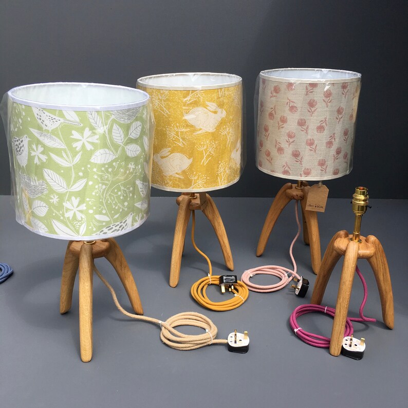 Oak tripod table lamp / wooden lamp / bedside lamp/ base only Etsy