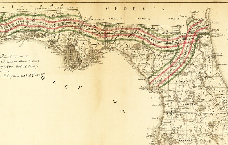 Florida Surveyor General Historic Map Print 1859 Okeechobee St Lucie Everglades Tampa Bay Miami Jacksonville Keys Wall Art Home Office