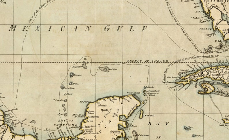 Caribbean Nautical Chart Historic Map Print 1783 West Indies  Etsy