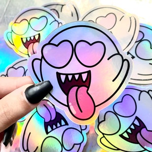 Holographic Cute Ghost (Inspired by Boo) Die-cut Sticker