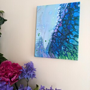 8x10 Purple, Green, and Blue Pour Painting
