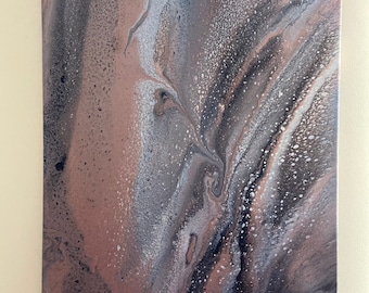 Pintura acrílica vertida en oro rosa Sandstorm de 18 x 24, Fluid Art