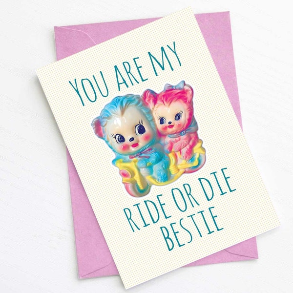 Cute Greeting Card For Best Friend, Bestie Gift - Weird Stuff - Funny Cards | Kitschy Art