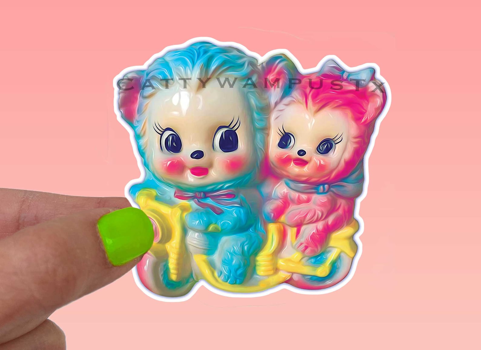 Kitschy Anthropomorphic Sticker Set Cute Retro Animals Etsy