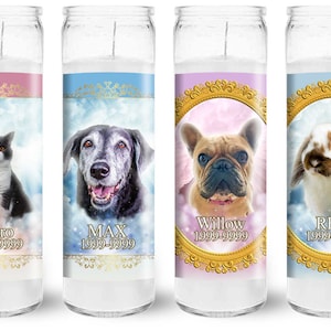 Custom Memorial Prayer Candles for Pets | Personalized Pet in Memory of Candle, Pet Sympathy Gifts | Loss of Pet Dog Cat Memorial Gift