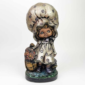 Creepy Cute Vintage Holly Hobbie Statue | Kitschy Eclectic Maximalist Decor | Spooky Whimsical Ceramic Statue Unique Weird Stuff