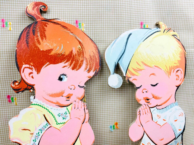 Vintage Praying Children Nursery Wall Hanging Etsy