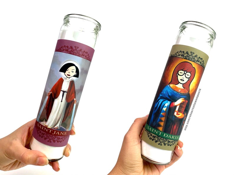 Saint Daria Valentine/'s day gift Sick Sad World Jane Lane MTV Fan Art MTV Pop art Religious Prayer Candles 90/'s collectables