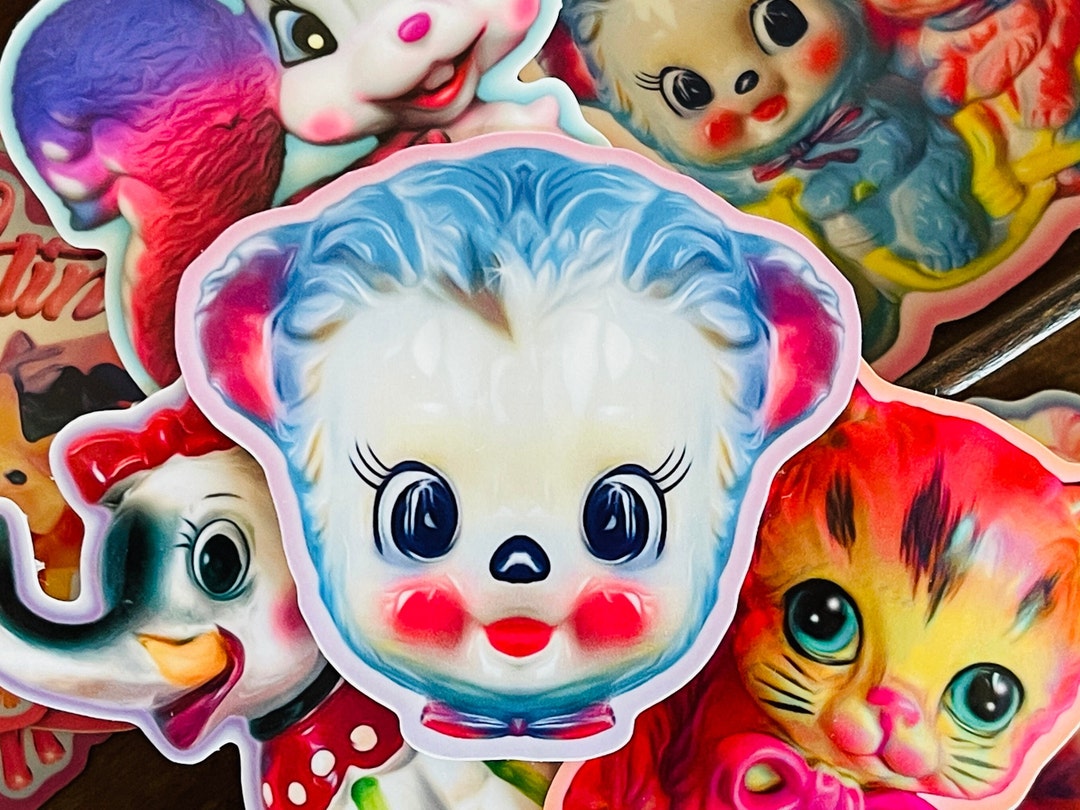 Kitschy Anthropomorphic Sticker Set Cute Retro Animals Stickers Vintage