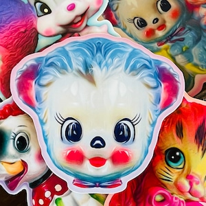 Kitschy Anthropomorphic Sticker Set Cute Retro Animals Stickers Vintage Kitsch inspired Weird Art Weird Stuff Creepy Cute Art