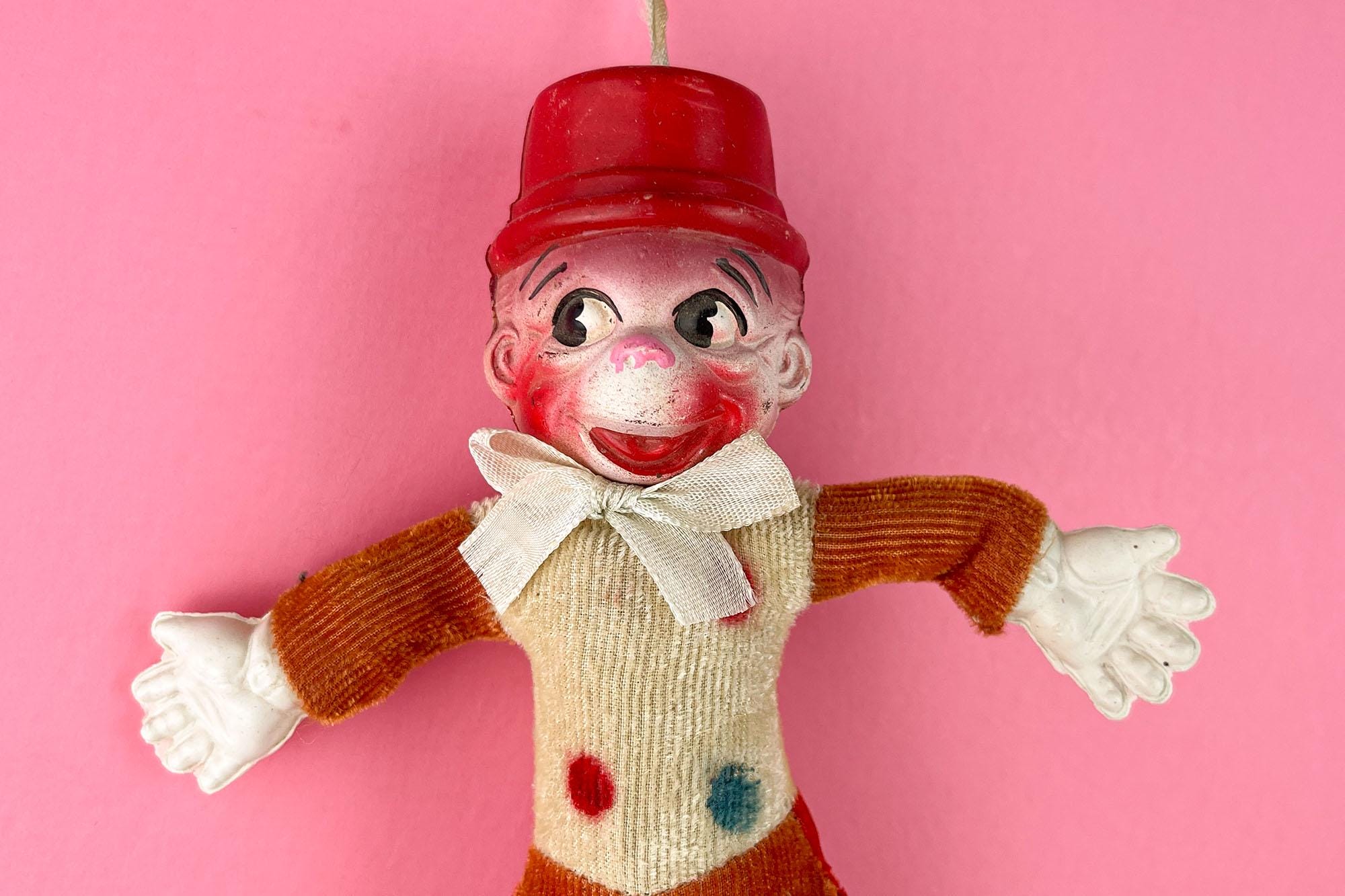 Vintage Bellhop Monkey - Celluloid Stuffed Toy - Retro Toys