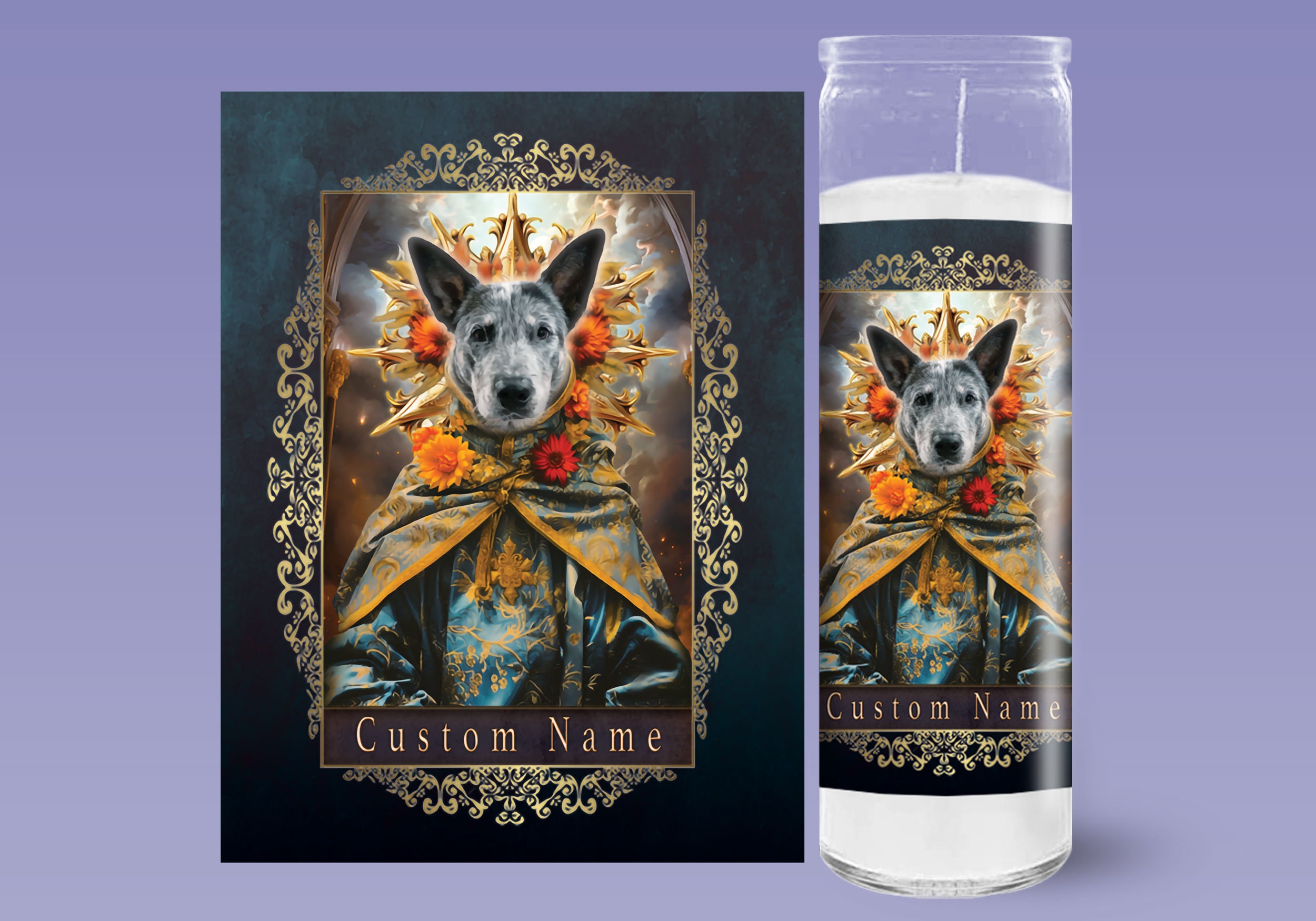 Custom Pet Saint Prayer Candle for Pets Gift for Cat Mom, Dog Mom, Cat Dad, Dog Dad, Cat Lady, Pet lover Fur Baby