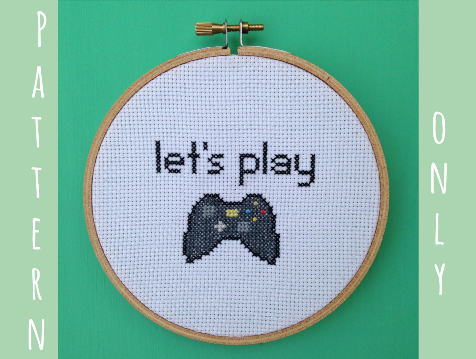 Video Game Cross Stitch Pattern let's Play Etsy
