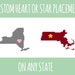 Custom Heart or Star Placement on Any State -- United States Cross Stitch Series