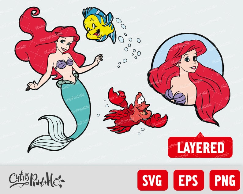 Download Little Mermaid SVG Ariel svg Layered file Flounder | Etsy