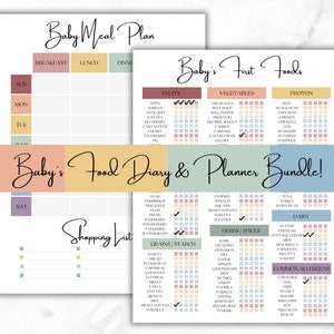 Rainbow Coloured Baby Food Tracker and Planner Printable Bundle, Baby’s First Foods, Meal Planner, Baby Led Weaning, 100 Foods Before One