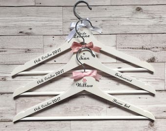 4 x Personalised Wedding Hanger - Wedding Keepsake - Bridal Party - Bride & Groom - Bridesmaid Gift - Maid of Honour Gift - Wedding Dress