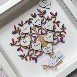 Family Tree Frame - Gift For Mum - Gift for Dad - Father&#39;s Day - Handmade Keepsake - Family Gift -  Mother&#39;s Day - Personalised Frame